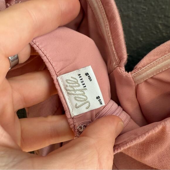 Selfie Leslie Aphrodite Molded Bust Angel Sleeve Wrap Dress Blush Size S - Picture 7 of 7